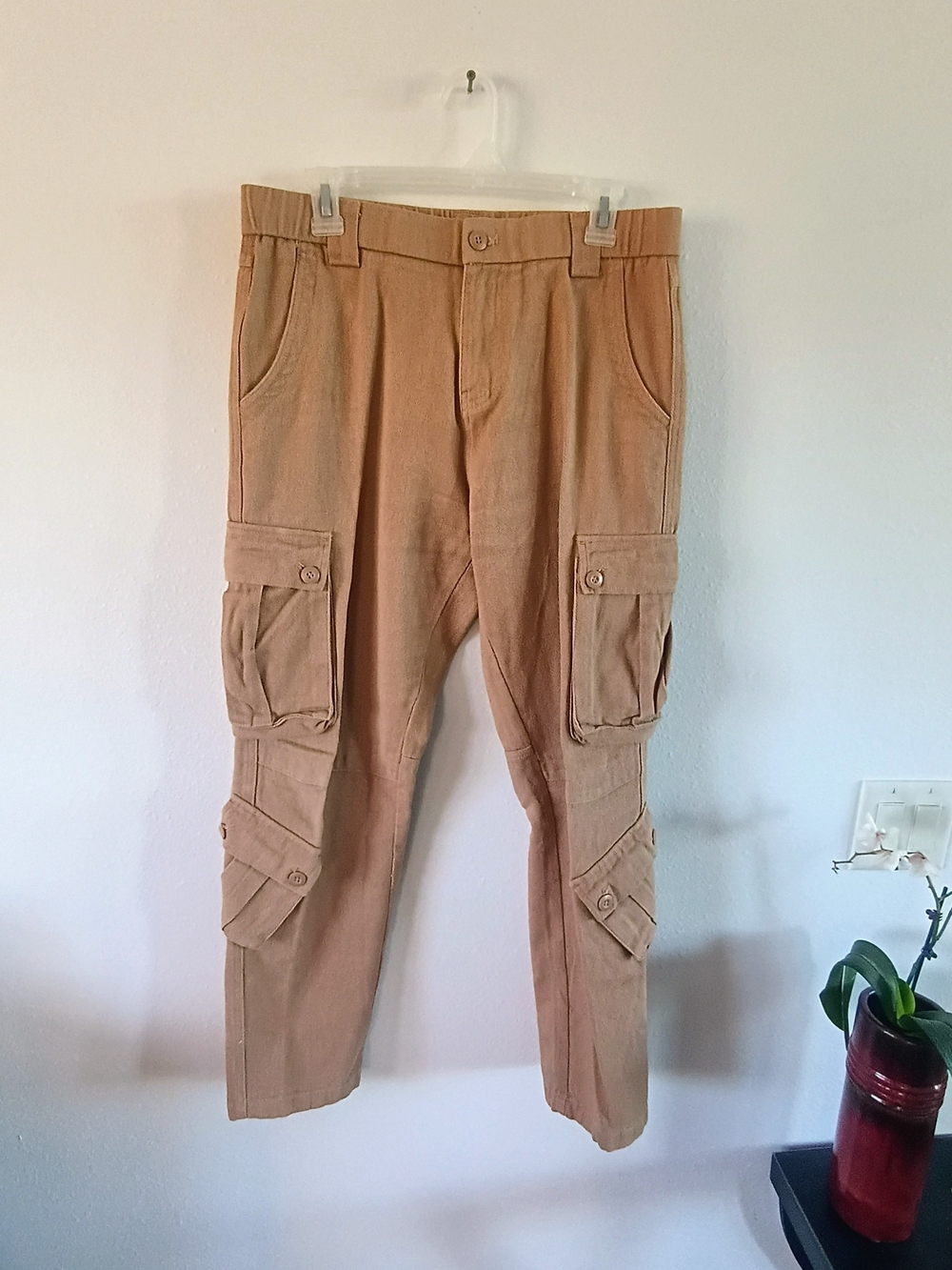 Plaid & Plain Tan Cargo Pants Mens 32x30 Utility Workwear Tactical (70)